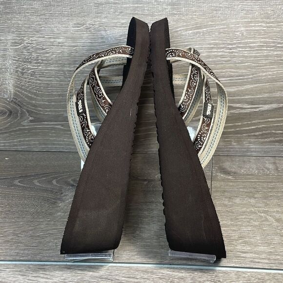Teva Mush Mandalyn Wedge Ola 2 Women’s Sz 10 Brown Toe Loop Strappy Sandals - Picture 10 of 10